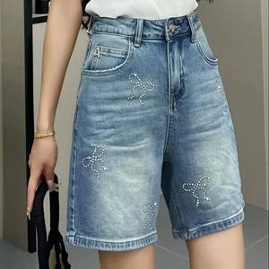 Design personnalisé femmes été taille haute jean strass décontracté ample décoloration short en jean pour quotidien jean shorts - Product Image 3