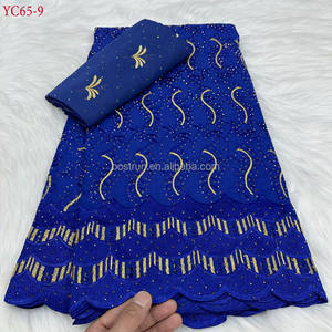 YC65 africain coton dentelle tissu cristal <span class=keywords><strong>coupon</strong></span> Sénégal dentelle brodée en tissu de mariage africain - Product Image 5