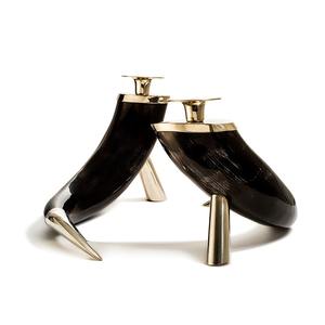 Hot Selling Best Quality of Viking Ox Horn <b>Tealight</b> <b>Candle</b> Holder Set with Metal Stand Set - Product Image 2