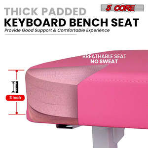 5 Core Keyboard Bench 3 Padded Cushioned Piano <b>Stool</b> Height Adjustable Guitar Seat Folding Portable - Product Image 2