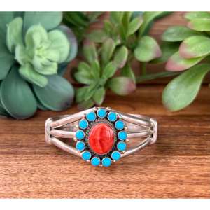 Navajo Multi-Stone & Sterling <b>Silver</b> Fashion <b>Cuff</b> <b>Bracelet</b> - Product Image 1