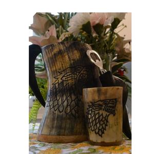 Mug en corne de buffle naturelle de qualité supérieure, artisanal, en agate, pour boire du vin ou de la bière - Product Image 1