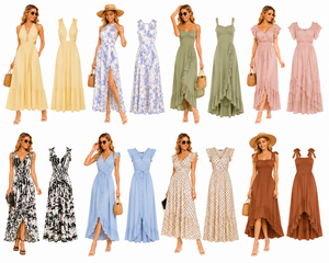 Vestido Midi Casual de Verano para Mujer, Sin Tirantes, con Mangas Abullonadas, Cintura Natural con Lazo, Listo para Fiestas - Product Image 1