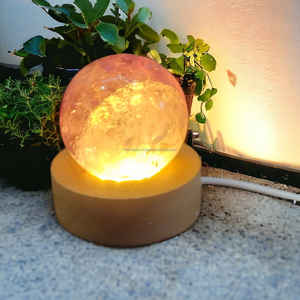 Lámparas de Noche de Esfera de Cuarzo Rosa, Piedra Preciosa de Sanación Natural al por Mayor, Lámpara de Noche de Esfera de Cristal para Reiki y Decoración de Meditación - Product Image 4