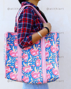 <b>Beach</b> <b>Tote</b> 100% Cotton Quilted Water Resistant Reusable Eco-friendly - Product Image 6