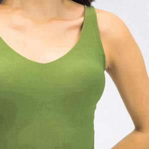 Soutien-gorge de sport en coton de haute qualité à séchage rapide pour femmes XL Compression respirante rembourrée couleur unie impression sans manches Yoga pour adultes - Product Image 3