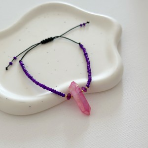 Bracelet de Bohème Ajustable en Acier Inoxydable Doré avec Pendentif en Cristal Naturel Perle Diamant Motif en Forme de Chiffre - Product Image 1