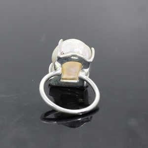 Perla barroca 92,5 Anillo de plata Marquesa Corte Diamante Chapado en oro Compromiso/Boda Diseño de patrón único para certificado de regalo - Product Image 3