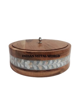เครื่องอุ่นอาหารทำจากไม้รูปทรงกลมสำหรับภาชนะใส่อาหารหม้อร้อนดีไซน์โบราณ - Product Image 1