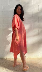 Robe longue en coton double gaze, style kaftan, ample, légère, idéale pour les vacances et les séances photo - Product Image 2