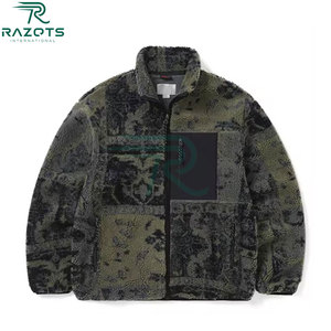 Razorts Men's Winter <b>Fleece</b> <b>Jacket</b> Stand Collar Zipper Closure Casual Loose Fit Windproof Waterproof Breathable Quick Dry Cotton - Product Image 2