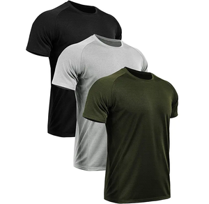 Camisetas de gimnasio personalizables para hombre, cuello alto, cuerpo ajustado, 90% poliéster, 10% Spandex, estampado informal, talla XL, transpirable, Verano - Product Image 1