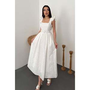 Robe en dentelle brodée Off-White - Ecru - Product Image 2