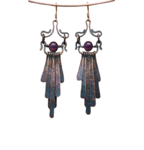 Boucles d'oreilles créoles européennes en cuivre ajouré incrusté, style antique, élégantes, tendance mondiale, vente en gros - Product Image 1