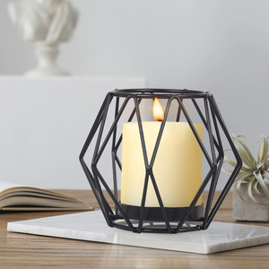 Nuevo candelabro de pared de hierro geométrico, acabado negro, hogar, oficina, centro de mesa decorativo para boda, candelita de hierro, vidrio de Metal - Product Image 1