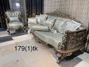 Juego de sala de estar moderno | 179 | ( 2 Sofa - 4 Berger - 1 Middle Table) Juego de sofás clásico al por mayor para muebles europeos de madera - Product Image 2