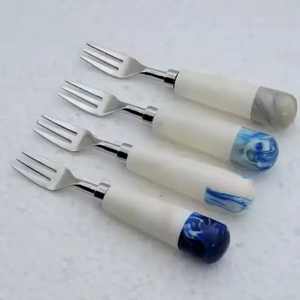 New Stainless Steel Flatware <b>Fork</b> Resin Handle Mirror Eco-Friendly Latest Design Tableware Fruit <b>Fork</b> Sets for Wedding Business - Product Image 6