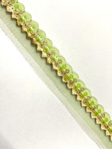 Loro verde tul lentejuelas metálico indio encaje cinta para vestido de mujer Kurta & Dupatta DIY decoraciones para zapatos - Product Image 5