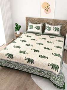 Pure Cotton Super King Size Bedsheets 100% Handmade 100% Cotton Double Bedsheet with 2 Zipper Pillow Set - Product Image 6