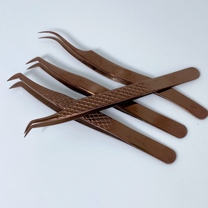 แหนบขนตาปลอมสแตนเลสคุณภาพดีตรงและโค้งแหนบขนตาด้านบนอุปกรณ์ต่อขนตา - Product Image 6