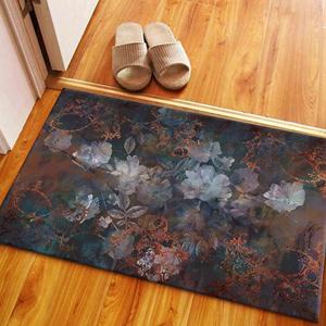 Alfombra Delgada con Diseño Floral Vintage: Alfombra Antideslizante Impresa en 3D, con Pelo Suave - Product Image 1