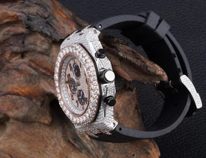 41มม. VVS Moissanite เพชรน้ำแข็งทำด้วยมือนาฬิกาข้อมืออัตโนมัติกลไกการตั้งค่าไมโครนาฬิกาที่ปรับแต่งได้ - Product Image 4