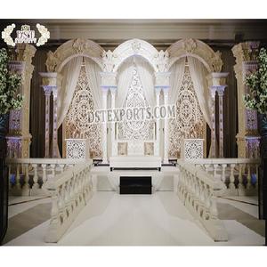 Scène de mariage américaine à thème blanc de style somptueux décor de scène de style villa de grande scène de mariage thème marocain scène blanche de mariage - Product Image 1