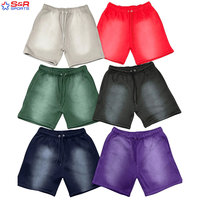 Shorts en coton pour fabricants de streetwear, délavés à l'acide, effet soleil, impression en relief, en molleton bouclette, coupe oversize, pour vêtements streetwear