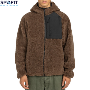 Custom Design Men's Winter <b>Sherpa</b> Fleece Hoodie 100% Cotton Oversized Zipper Quick Dry Breathable Long Sleeves Custom Color - Product Image 3