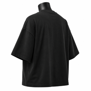 Camiseta Negra Oversize de Manga Corta para Hombre, Cuello Redondo, Informal, de Algodón Jersey, Color Liso, Corte Regular - Product Image 5