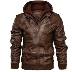 Meilleur Prix Veste en cuir à capuche de qualité Veste en cuir à la mode pour hommes personnalisée Veste en cuir à la mode fabriquée au Pakistan - Product Image 4