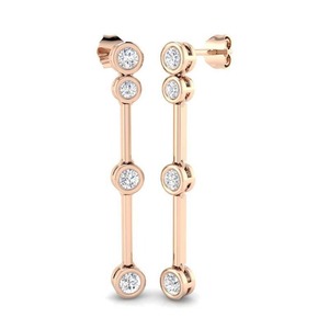 Exquisitos pendientes colgantes de corte redondo con diamante cultivado en laboratorio de 0.85 ct en platino para fiestas nupciales - Product Image 1