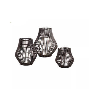 Bamboo Woven <b>Storm</b> Lantern Handle Indoor Outdoor Home Decor Candle Holder Jar Other Types Candle Holders Lanterns for Candles - Product Image 1