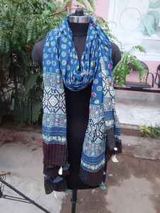 Wholesale Hand Block Printed Cotton Ajrakh Print Dupatta <b>Scarf</b> <b>for</b> <b>Women</b> Clothing Colorful Embroidery <b>Scarves</b> <b>for</b> Neck Wrap - Product Image 2