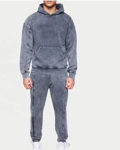 Latest Winter Acid Wash Tracksuit for Men Wholesale Customized Design with Hooded Collar Top Selling Solid Patterns - Product Image 1