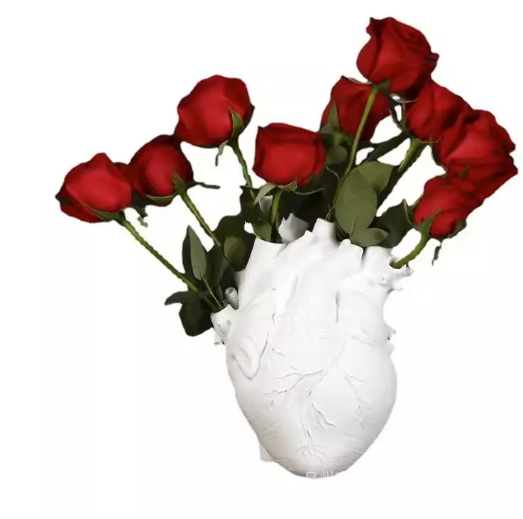 हृदय फूल व्यवस्था सजावटी घर सजावट vase सजावट vase डेकोर डेस्कटॉप राल शिल्प टेबल दिल रेजिन