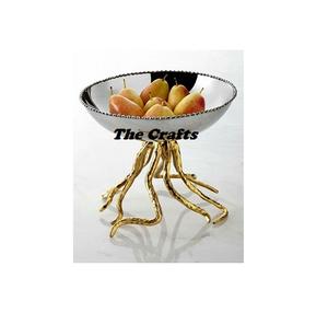 Tazón de frutas y chocolate de diseño extremadamente bueno para accesorios de mesa Tazón de servicio de acero inoxidable con soporte de latón - Product Image 1