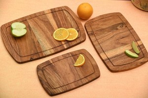 Planches de service en bois d'acacia Assiettes en bois pour steak et apéritifs Plateaux de service de restaurant Planche à pizza Paddle - Product Image 2