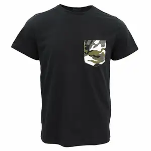 Mannen 100% Katoen Korte Mouw T-shirt Tee Tops Camo Camouflage Pocket