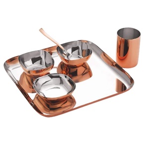 Ensemble de dîner en cuivre de haute qualité en gros grand ensemble de dîner 4 bols verre et cuillère artisanat de design de luxe - Product Image 5