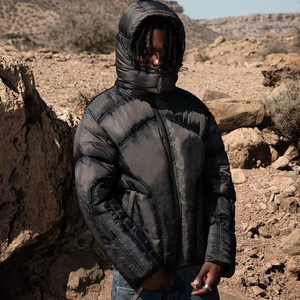 Veste coupe-vent personnalisée Veste coupe-vent matelassée à capuche amovible avec imprimé Veste coupe-vent matelassée Veste résistante à l'eau - Product Image 2