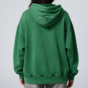 Customized 500 Gsm acid wash full <b>zip</b> up Women's Hoodies Heavyweight 100% Cotton Wholesale comfortable Baggy Fit ladies hoodie - Product Image 2