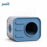 Maison pour chat vintage en forme d'appareil photo, abri intérieur pour animaux de compagnie, cabane pour chat en PP, dôme carré bleu pour 1 à 2 chats