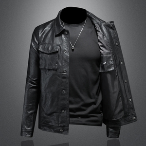 Veste de moto en cuir véritable Offre Spéciale pour hommes Service OEM personnalisable Tissu en toile imperméable écologique - Product Image 3