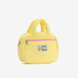 Lambswool Zipper Closure Lightweight Foldable Durable Portable Medium Capacity Customizable Fashion Cosmetic Handbag Promotional - Product Image 3