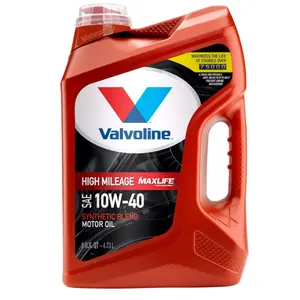 Valvoline 881148 High Mileage with MaxLife Technology SAE 10W-40 Synthetic Blend Motor Oil 5 QT, Case of 3