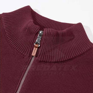 Suéter de cremallera de cuarto de mezcla de algodón de alta calidad personalizado suéter cómodo informal ligero para adultos - Product Image 4