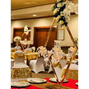 Diseño de hoja Color dorado Mesa Decoración Centros de mesa Calidad exclusiva Tamaño personalizado Decoración DE BODA Centros de mesa a granel - Product Image 6