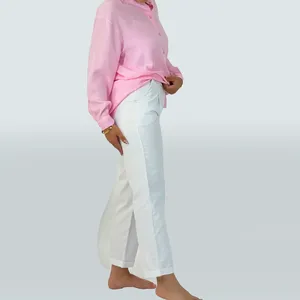 Pantalon en lin élégant et confortable, coupe décontractée, taille mi-haute, design respirant - Product Image 2