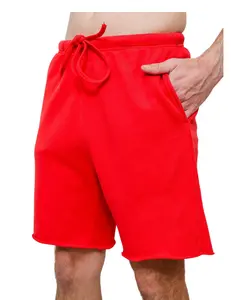 红色酸洗法国毛圈汗衫短裤运动优质透气短裤户外休闲沙滩短裤快干